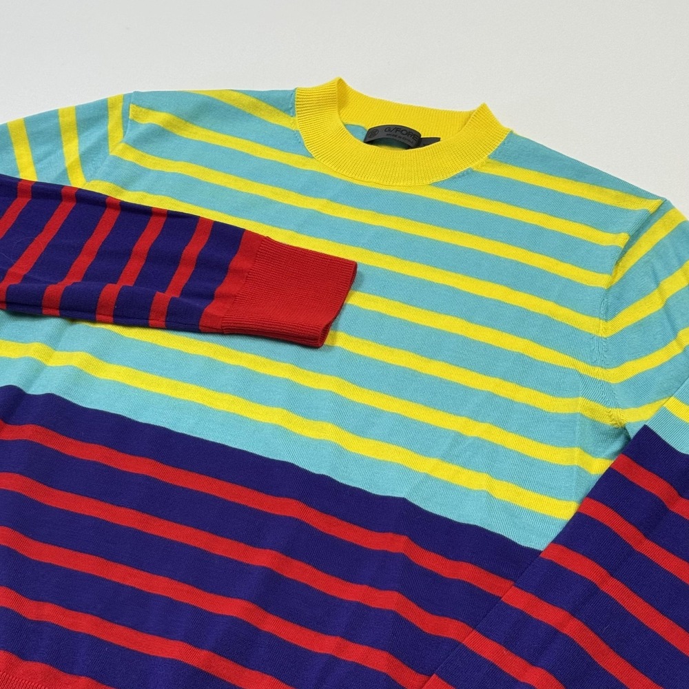 G/FORE Sweater Mens XS‎ Multicolor Stripe 100% Wool Crewneck Golf Pullover